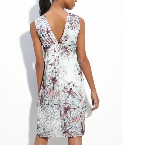 Ted Baker Womens size 1 US 4 Dragonfly Ice Blue Floral Bow Sleeveless Dress - Picture 2 of 15